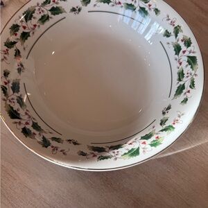 Two Fine China by Japan Holly Patterned Christmas Serving Bowls